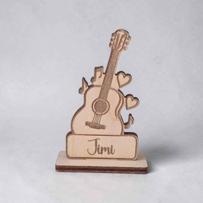 marque place musique personnalisé en bois note de musique guitare micro batterie trompette piano