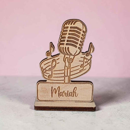marque place musique personnalisé en bois note de musique guitare micro batterie trompette piano