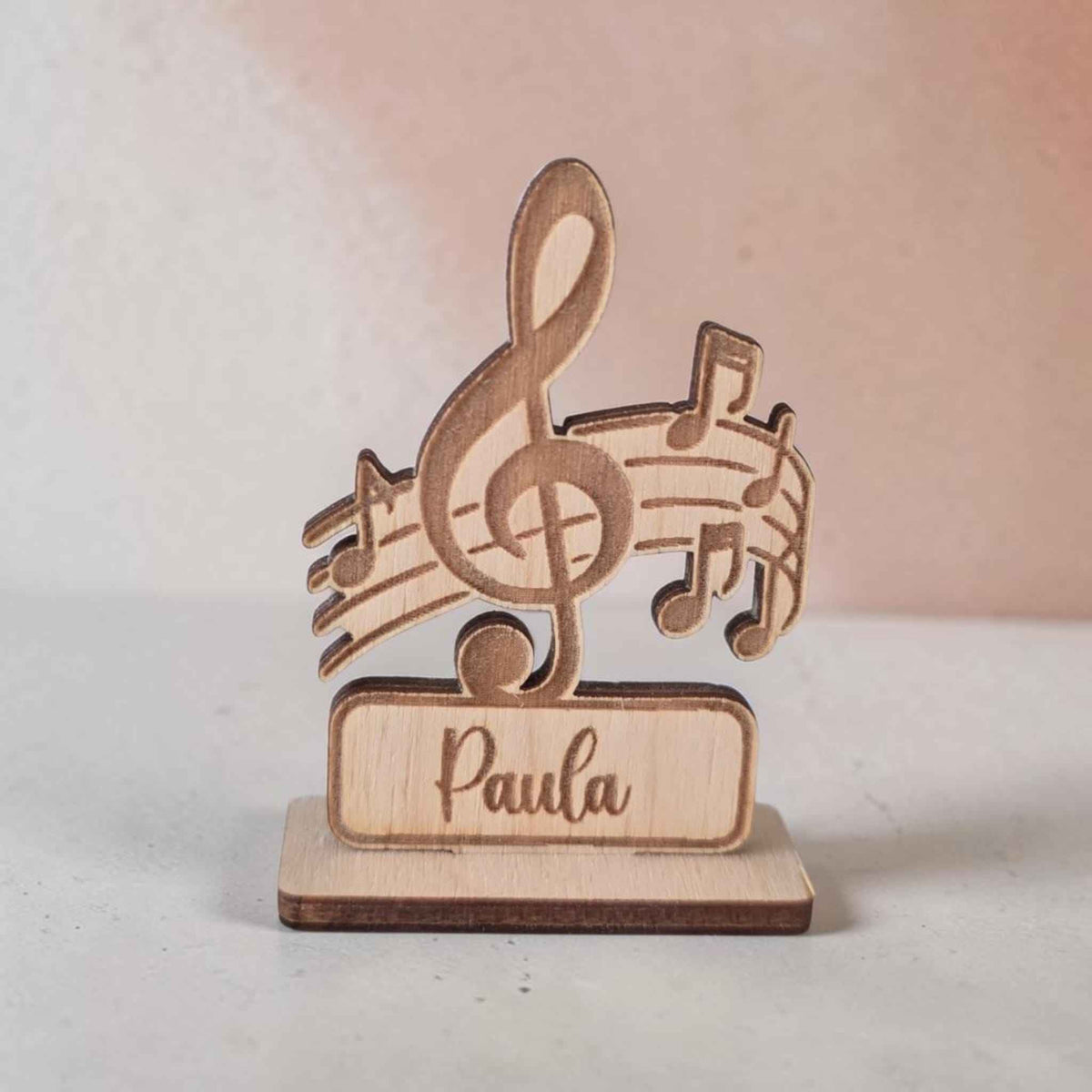 marque place musique personnalisé en bois note de musique guitare micro batterie trompette piano