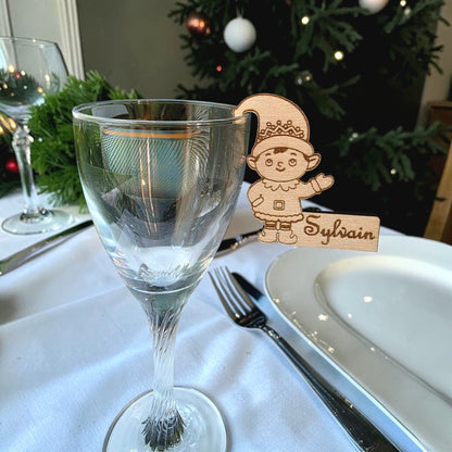 marque place lutin table de noël décoration personnalisé en bois table de noël marque place a accrocher au verre