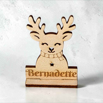 marque place de noël renne bonhomme de neige luge en bois personnalisé