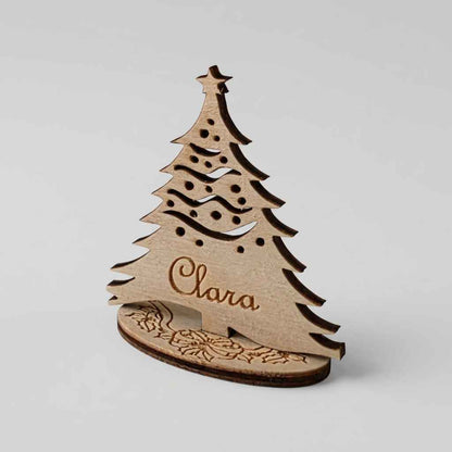 marque place sapin de Noël en bois personnalisé décoration de table de fête