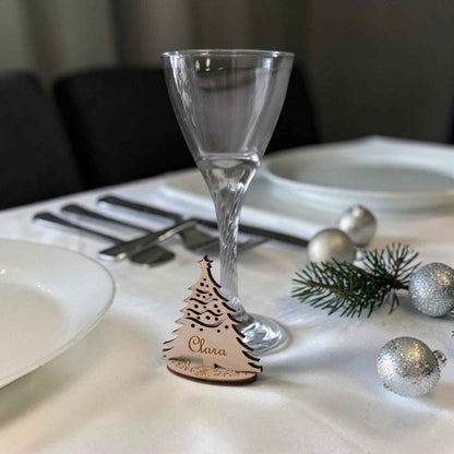 marque place sapin de Noël en bois personnalisé décoration de table de fête