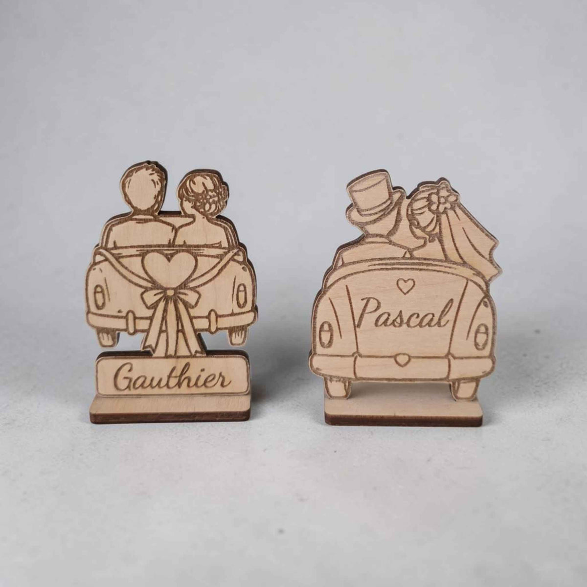 marque place voiture mariage en bois personnalisé 