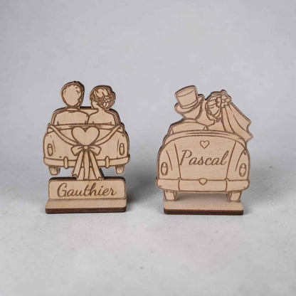 marque place voiture mariage en bois personnalisé 