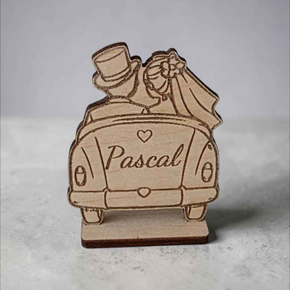 marque place voiture mariage en bois personnalisé 