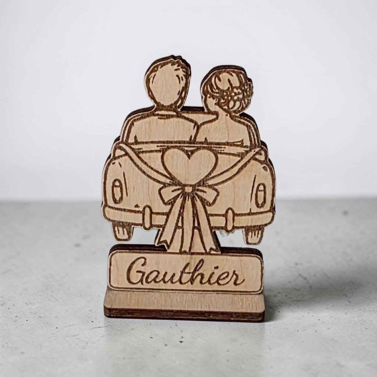 marque place voiture mariage en bois personnalisé 