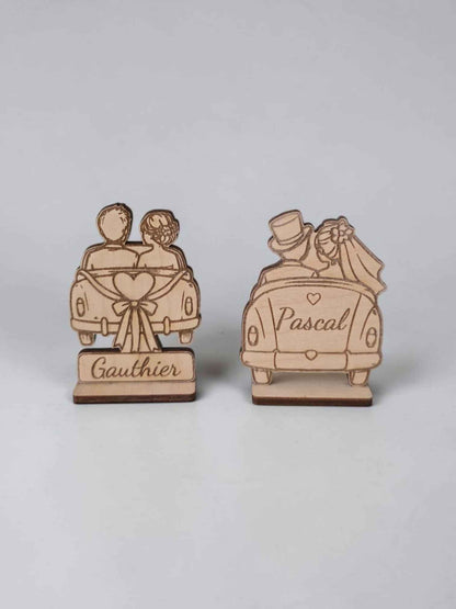 marque place voiture mariage en bois personnalisé 