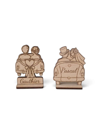 marque place voiture mariage en bois personnalisé 