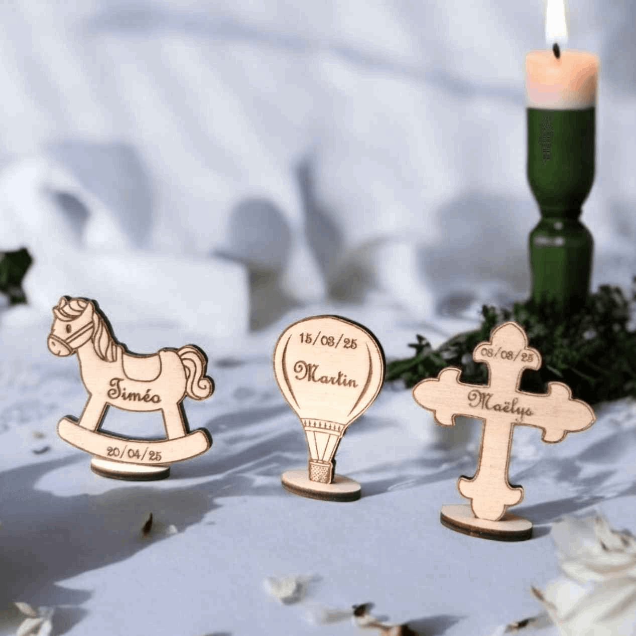 Marque-places Montgolfière Croix Cheval pour Événements - LIJO CREA