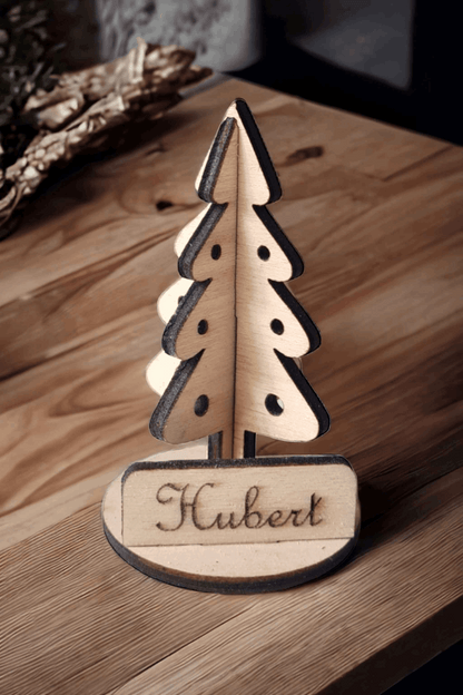 Marque-places sapin 3D en bois pour décoration de table - LIJO CREA