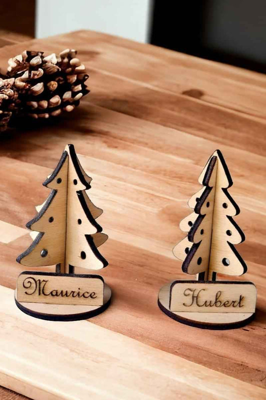 Marque-places sapin 3D en bois pour décoration de table - LIJO CREA