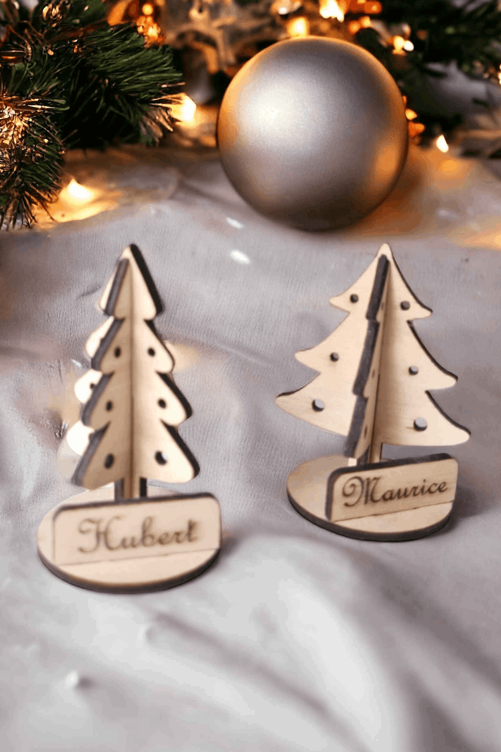 Marque-places sapin 3D en bois pour décoration de table - LIJO CREA