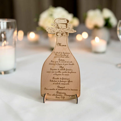 menu mariage fête anniversaire personnalisé en bois gravé menu de fête