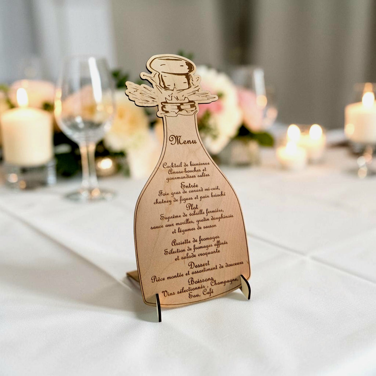 menu mariage fête anniversaire personnalisé en bois gravé menu de fête
