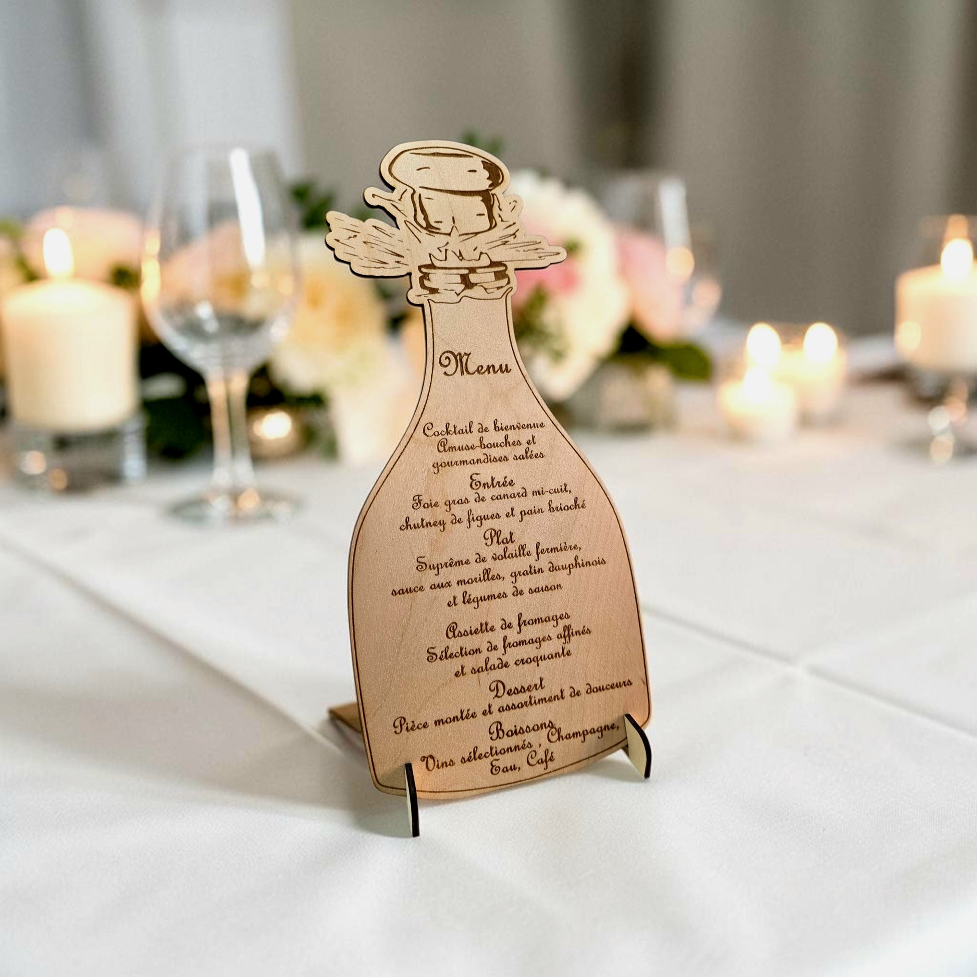 menu mariage fête anniversaire personnalisé en bois gravé menu de fête