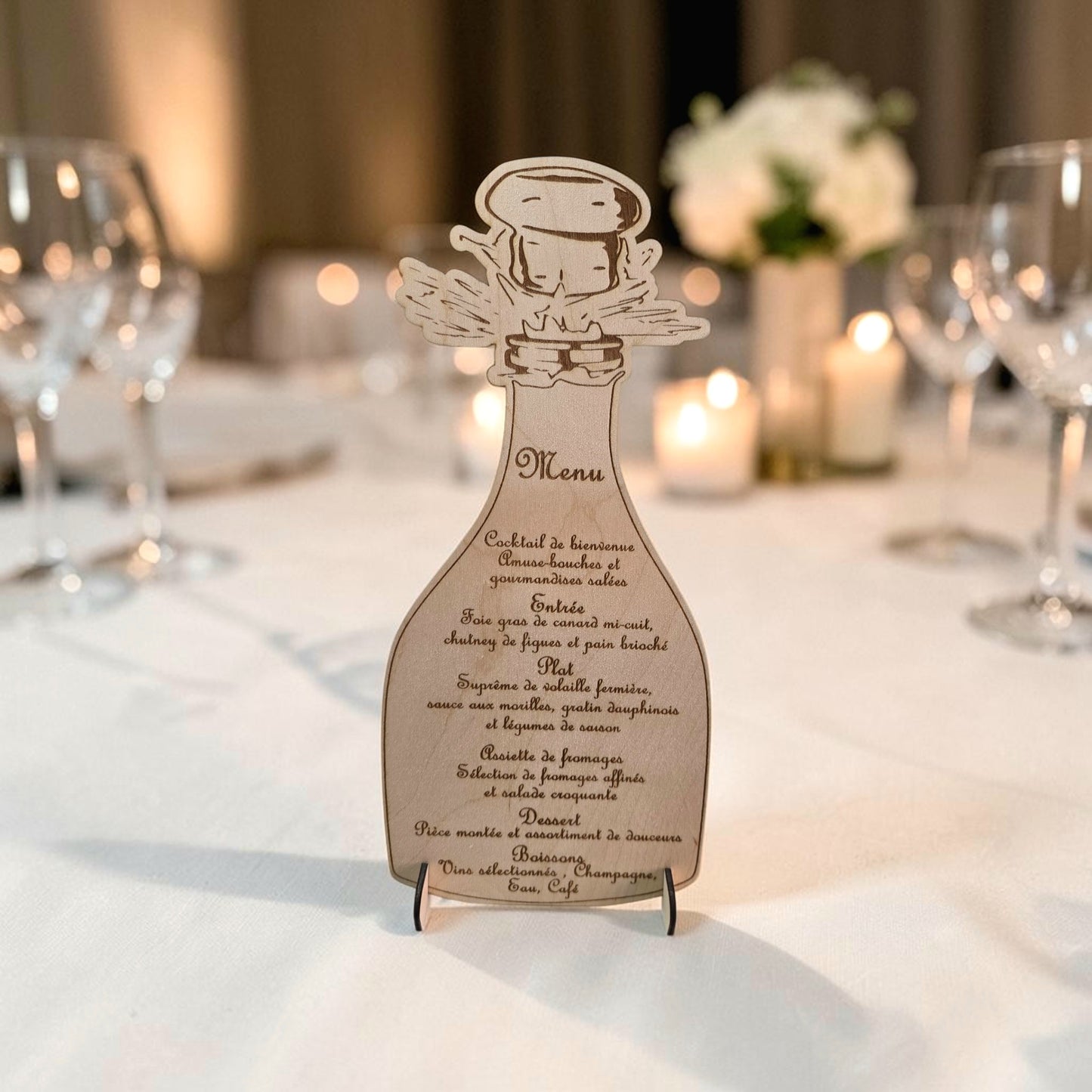 menu mariage fête anniversaire personnalisé en bois gravé menu de fête