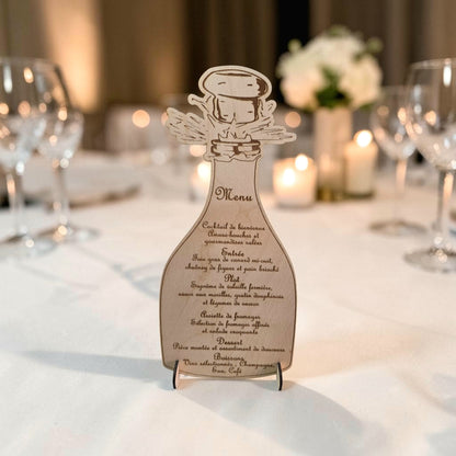 menu mariage fête anniversaire personnalisé en bois gravé menu de fête