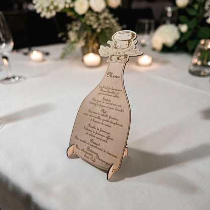 menu mariage fête anniversaire personnalisé en bois gravé menu de fête