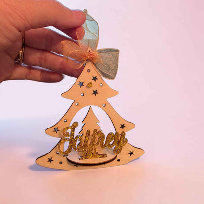 boule de noël suspension personnalisée en bois et acrylique originale sapin de noël