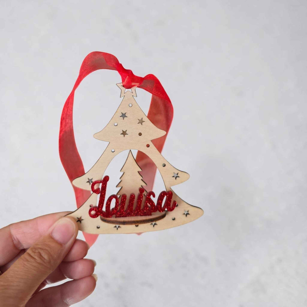 boule de noël suspension personnalisée en bois et acrylique originale sapin de noël