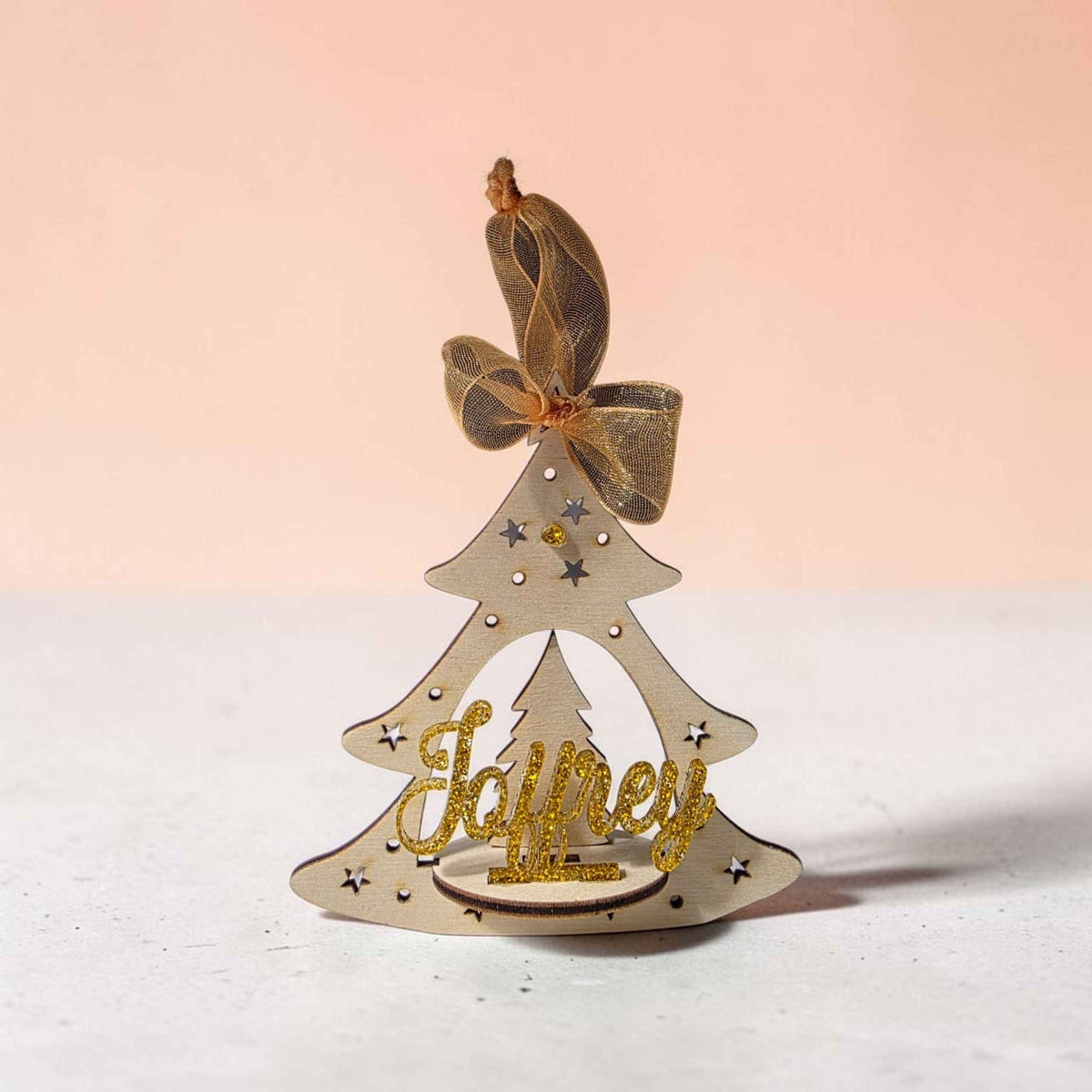 boule de noël suspension personnalisée en bois et acrylique originale sapin de noël