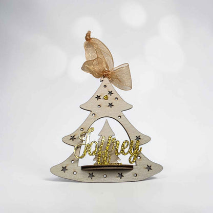 boule de noël suspension personnalisée en bois et acrylique originale sapin de noël