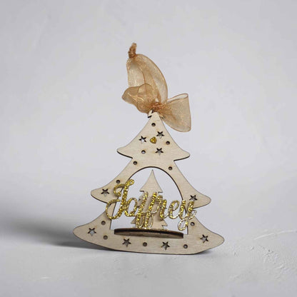 boule de noël suspension personnalisée en bois et acrylique originale sapin de noël