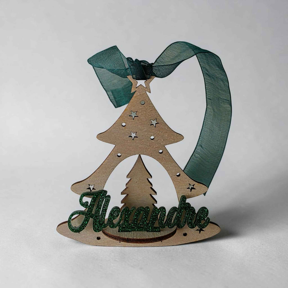 boule de noël suspension personnalisée en bois et acrylique originale sapin de noël