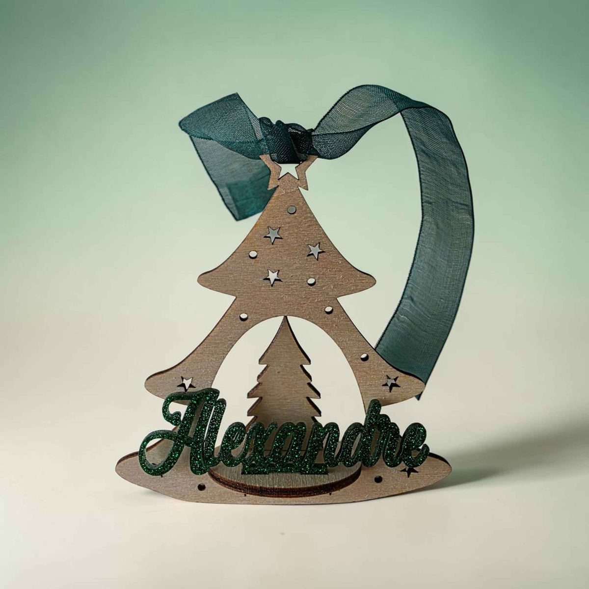 boule de noël suspension personnalisée en bois et acrylique originale sapin de noël