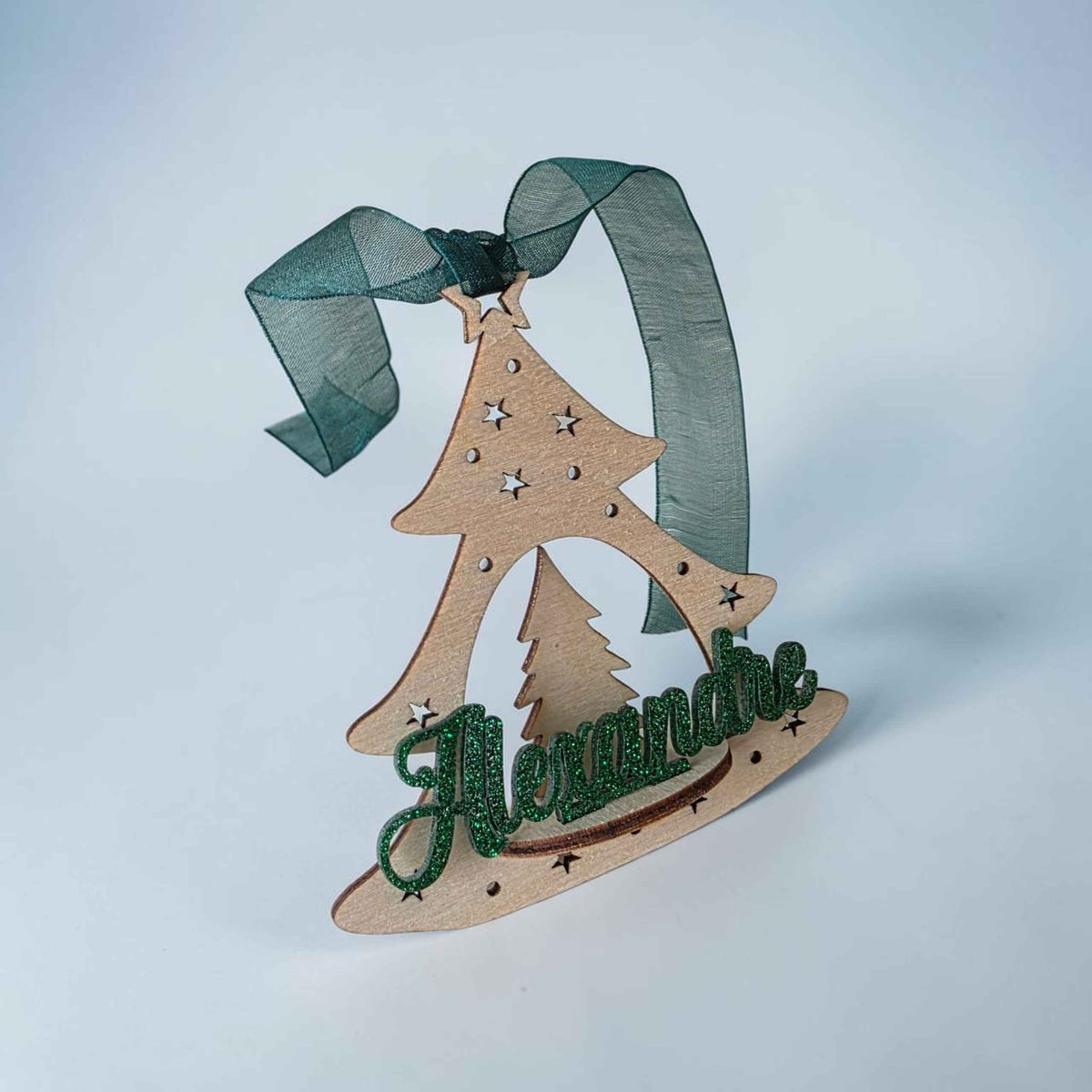 boule de noël suspension personnalisée en bois et acrylique originale sapin de noël
