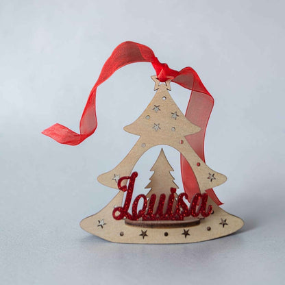boule de noël suspension personnalisée en bois et acrylique originale sapin de noël