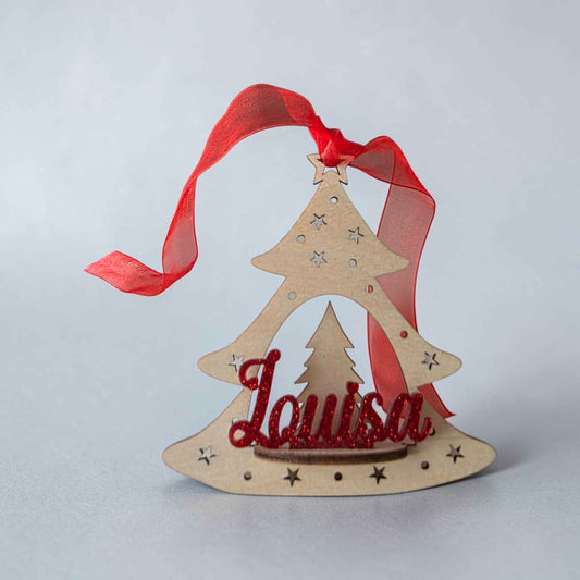 boule de noël suspension personnalisée en bois et acrylique originale sapin de noël