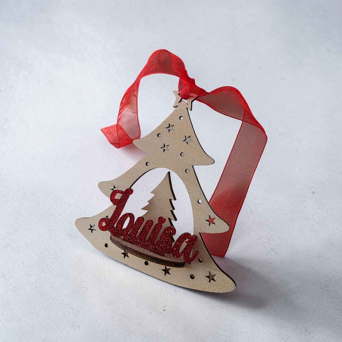 boule de noël suspension personnalisée en bois et acrylique originale sapin de noël