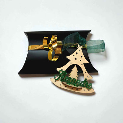 boule de noël suspension personnalisée en bois et acrylique originale sapin de noël