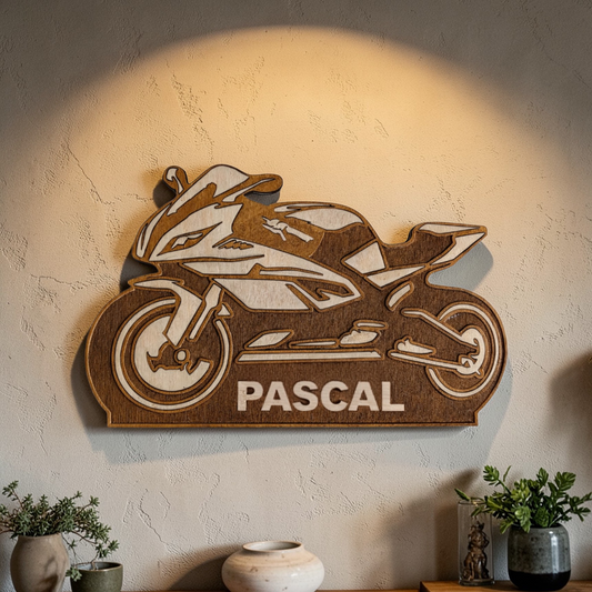 moto décoration murale personnalisée en bois idée cadeau