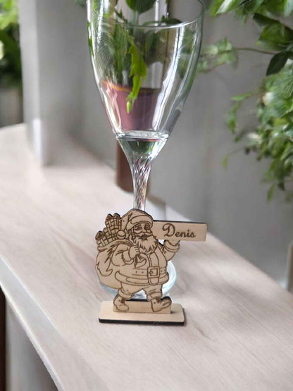Marque-Place en Bois Noel – Décoration Élégante du Père Noël et Mère Noël