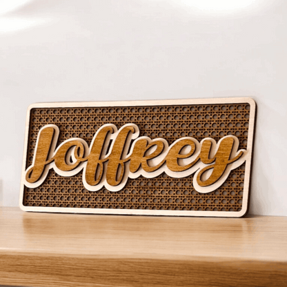 Plaque Prénom Rotin Personnalisée en Style Rotin - LIJO CREA
