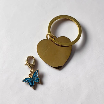 Porte clés doré coeur gravé