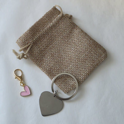 Porte clés métal coeur