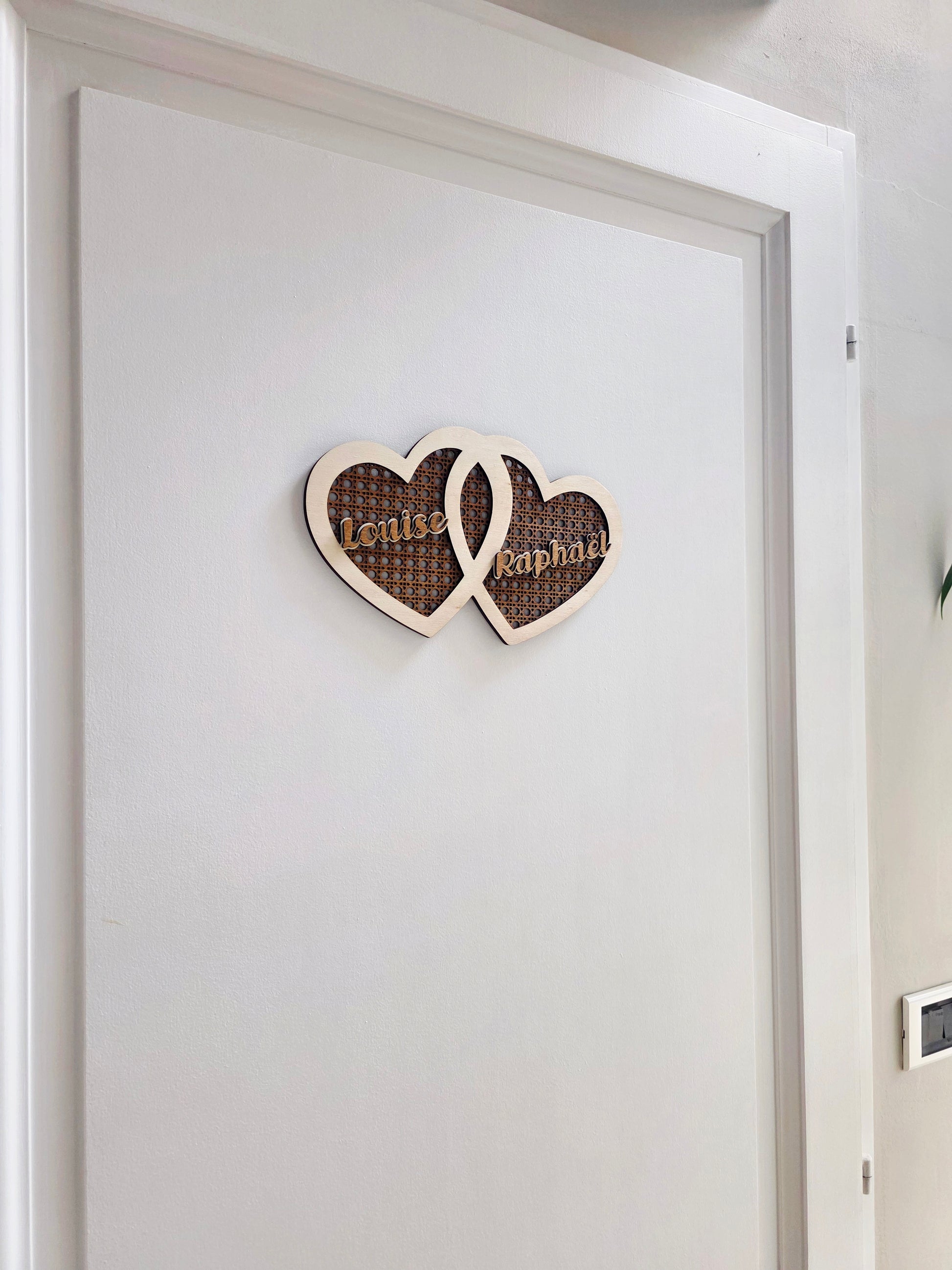 prenom porte bois coeur personnalise coeur