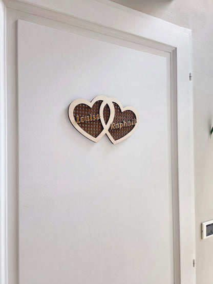 prenom porte bois coeur personnalise coeur