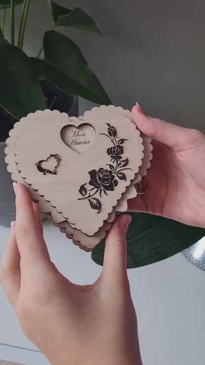 Personalized wooden heart box for a unique gift
