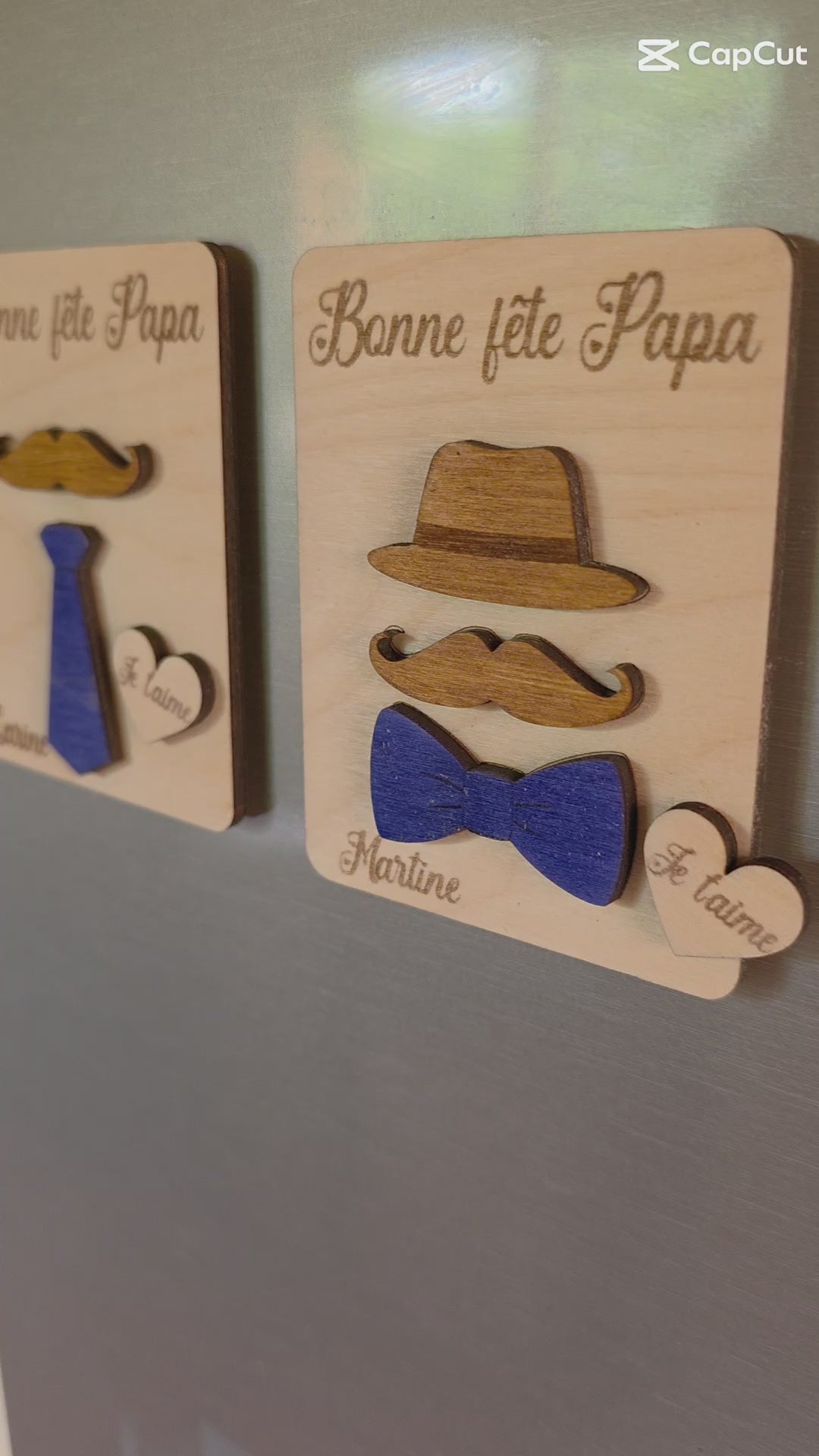 magnet fête des pères personnalisé  en bois idée cadeau fête papi papa tonton