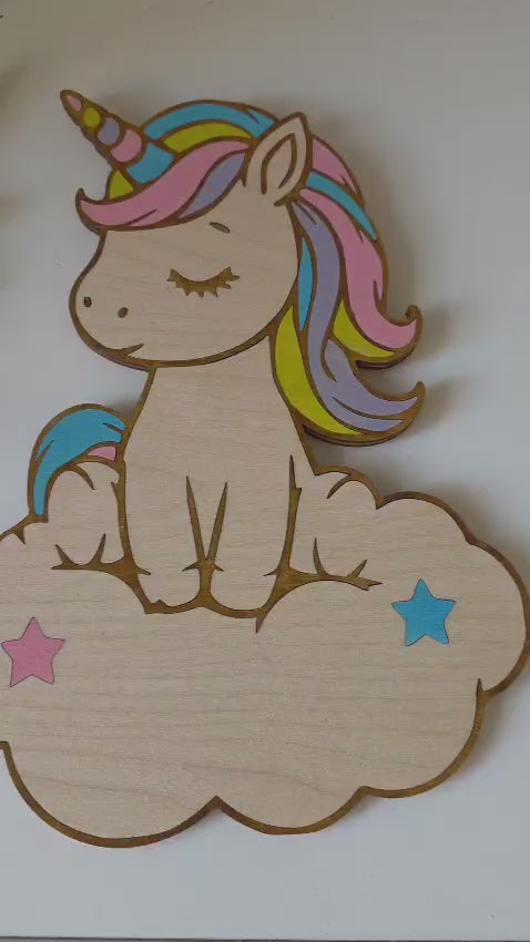 décoration murale licorne personnalisée en bois décoration chambre enfant 