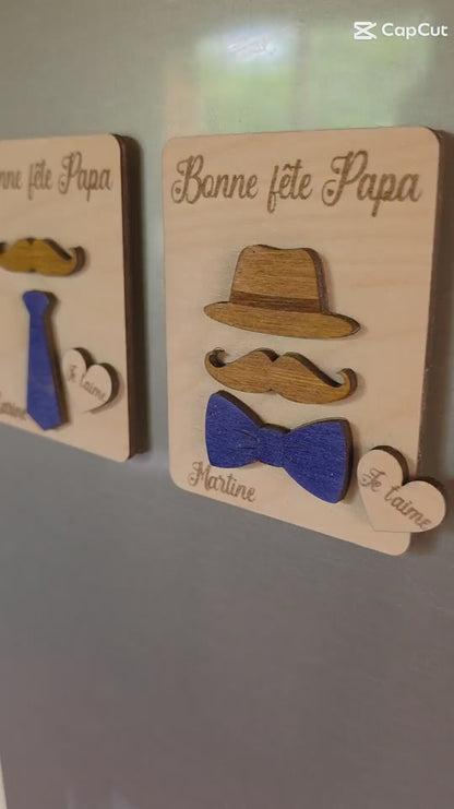 Magnet Fête des Pères personnalisé en bois