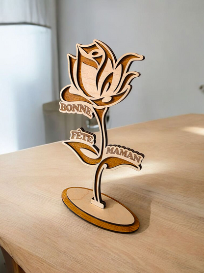 rose fete maman bois