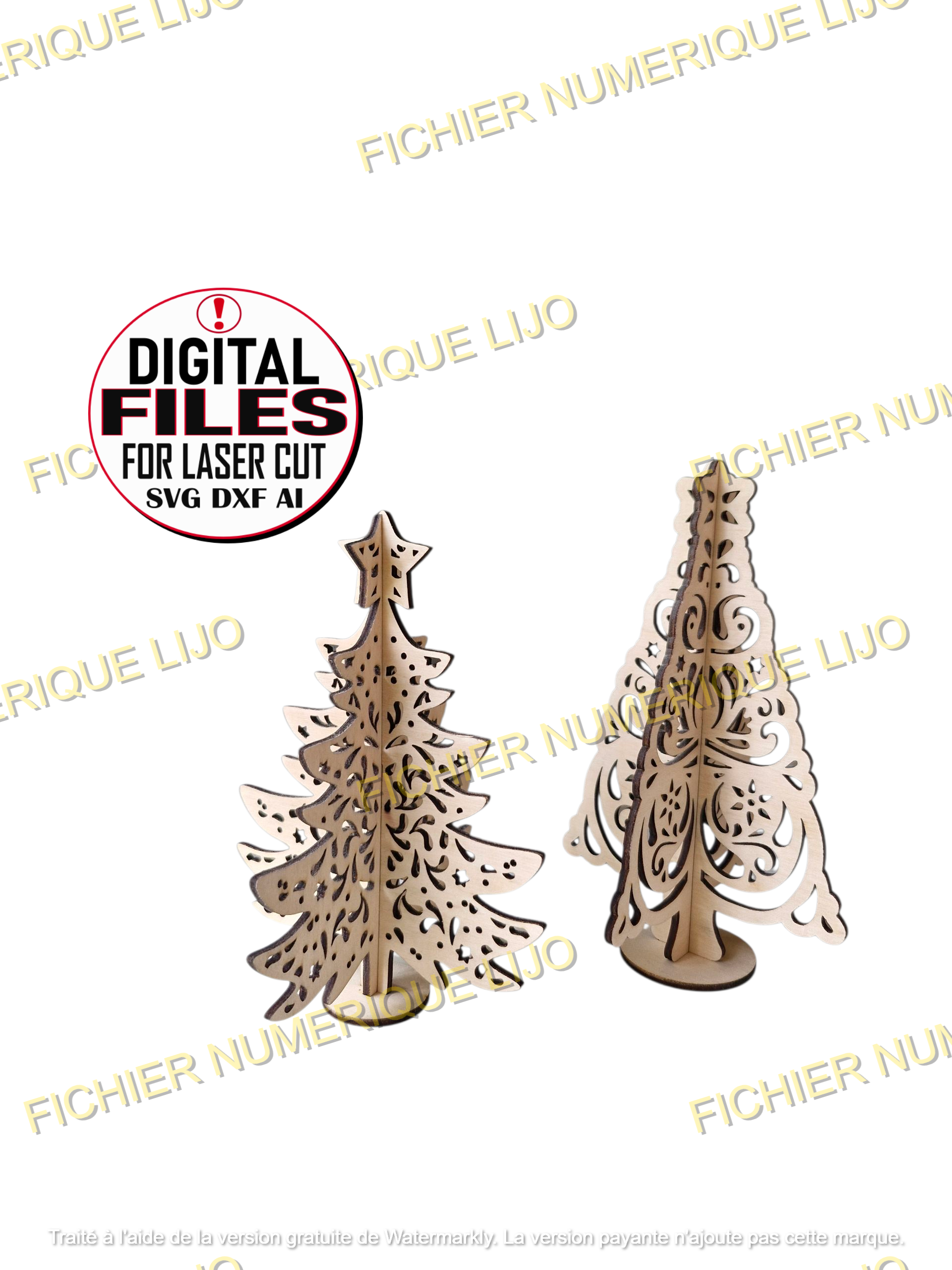 sapin laser cut noel svg dxf fichier