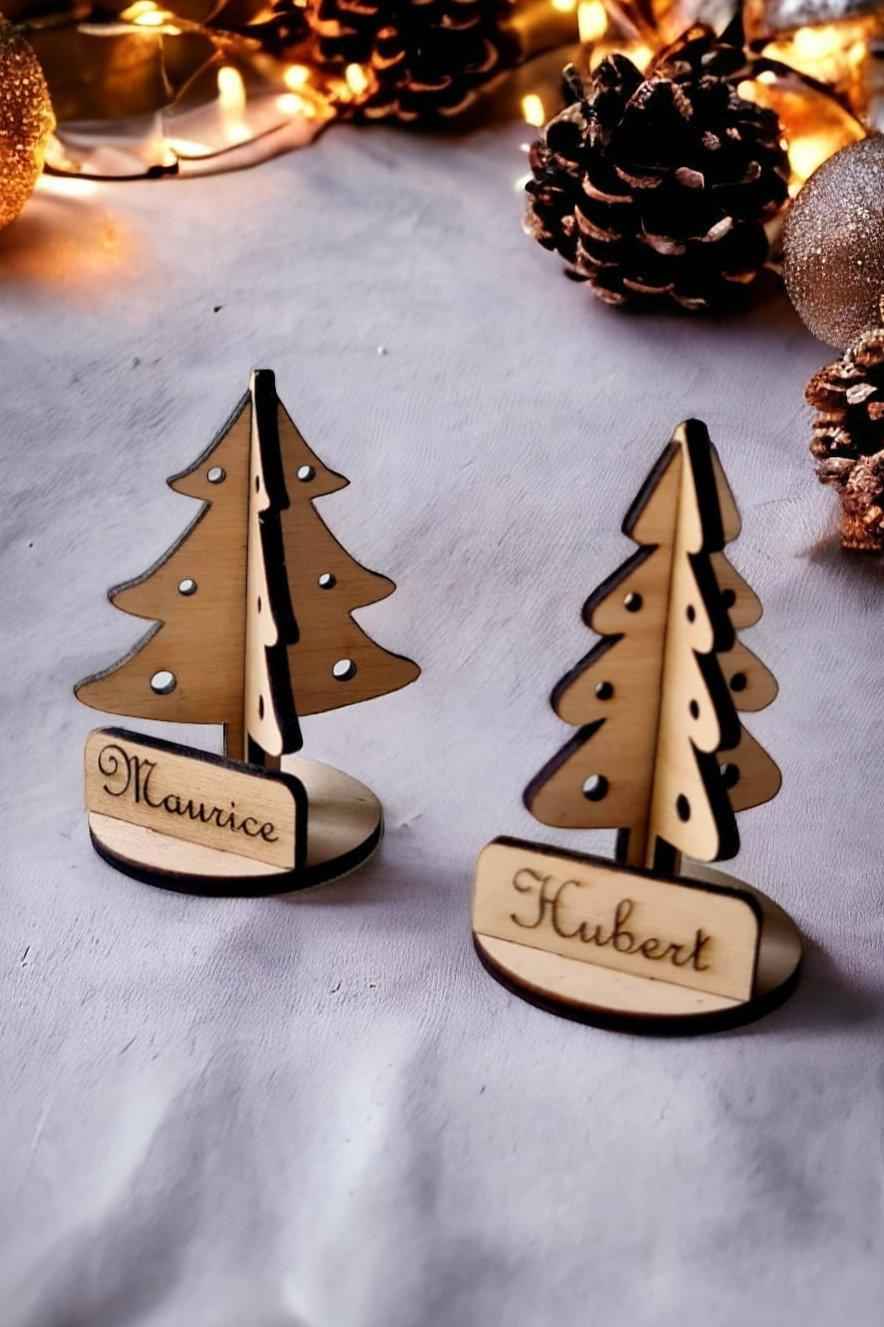 Marque-places sapin 3D en bois pour décoration de table - LIJO CREA