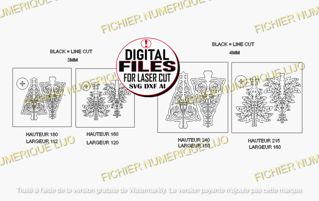 sapin laser cut noel svg dxf fichier